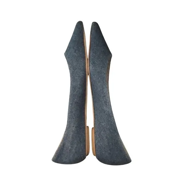 Stuart Weitzman Emilia Pointed Toe Flat Shoes Women's Denim Blue, 8B WORN ONCE