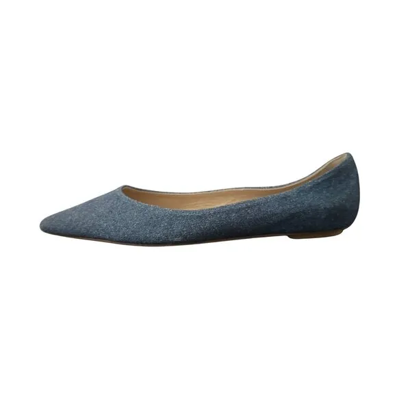 Stuart Weitzman Emilia Pointed Toe Flat Shoes Women's Denim Blue, 8B WORN ONCE