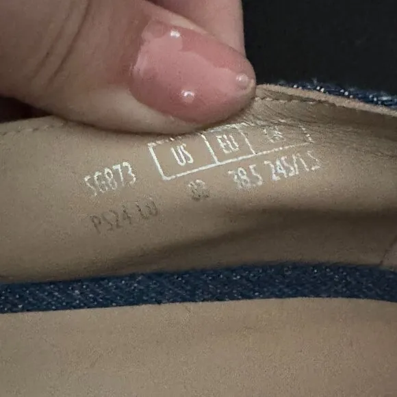 Stuart Weitzman Emilia Pointed Toe Flat Shoes Women's Denim Blue, 8B WORN ONCE