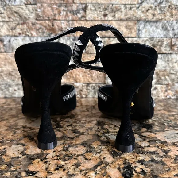 Stuart Weitzman Gemcut Xcurve 100 Slingback Pumps Women's 9.5B Black Pointed Toe