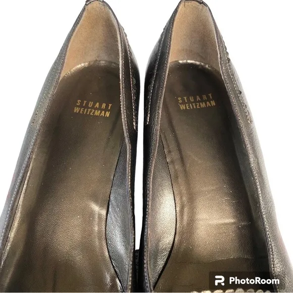 Stuart Weitzman Metallic Leather Buckle Detail Brown Shoes Heels Women’s
