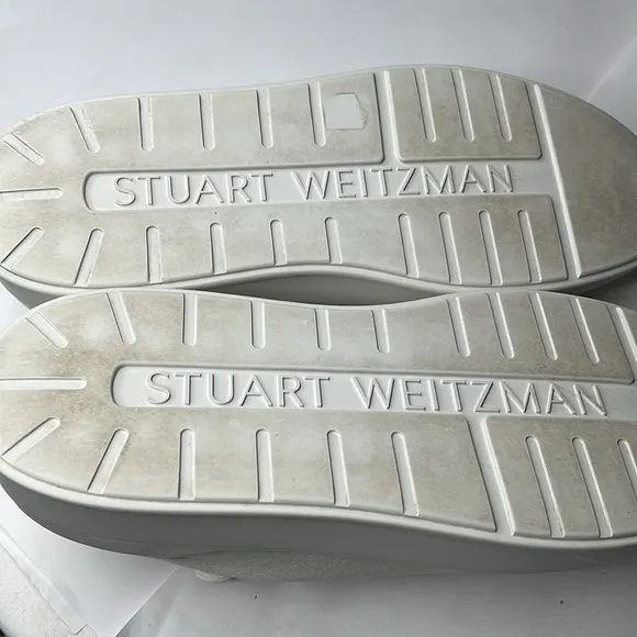 Stuart Weitzman Sz 38 White Canvas Tennis Shoes Sneakers