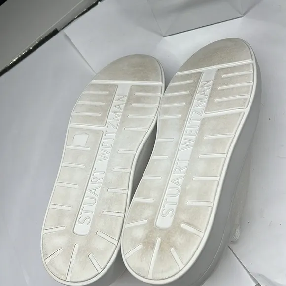 Stuart Weitzman Sz 38 White Canvas Tennis Shoes Sneakers