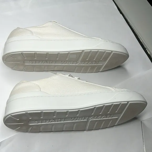 Stuart Weitzman Sz 38 White Canvas Tennis Shoes Sneakers