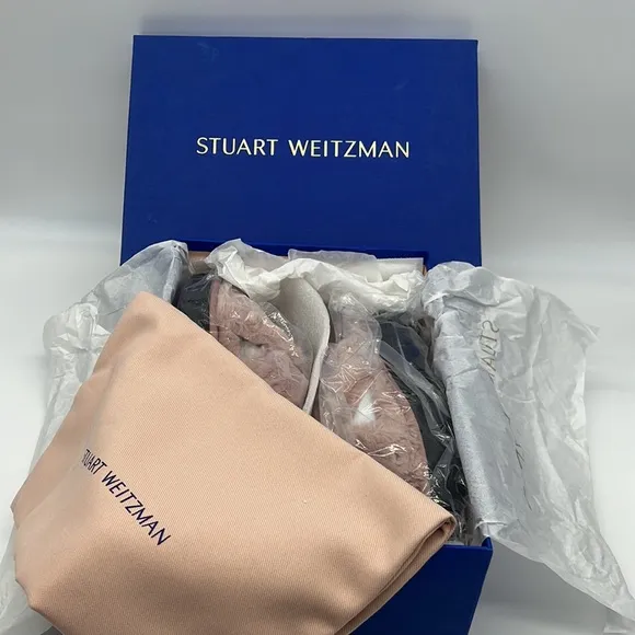 Stuart Weitzman Women's Roza Lift Faux Fur Slide Sandals Wisteria