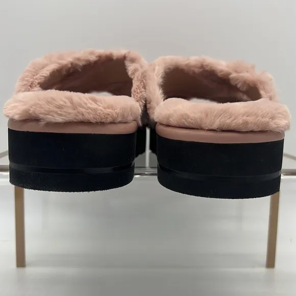 Stuart Weitzman Women's Roza Lift Faux Fur Slide Sandals Wisteria