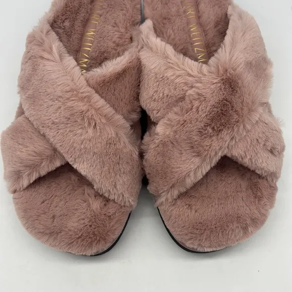 Stuart Weitzman Women's Roza Lift Faux Fur Slide Sandals Wisteria