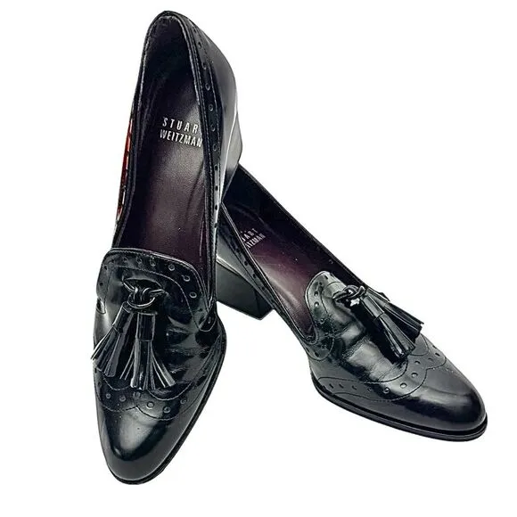 Stuart Weitzman Women’s Wing Tassel Loafer Size 5 M Made In Spain EUC