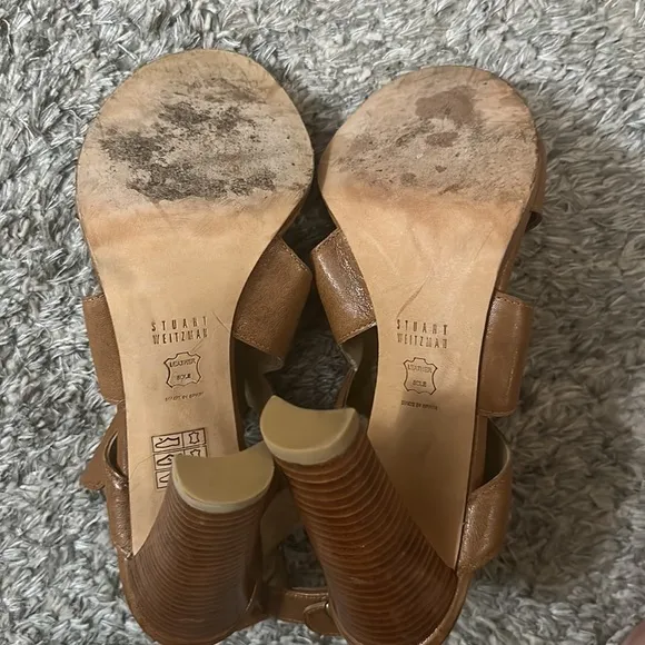 Stuart Weizmann camel leather sandals with belted ankle strap size 40.5
