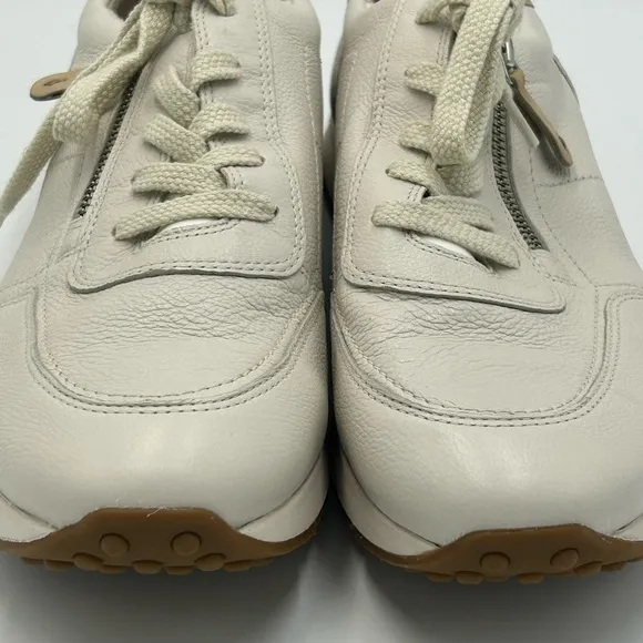 Super Soft Paul Green Ivory Leather Hero Sneakers size 7.5 Side Zip New