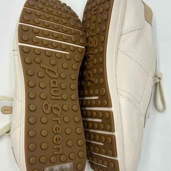 Super Soft Paul Green Ivory Leather Hero Sneakers size 7.5 Side Zip New