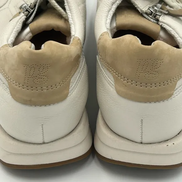 Super Soft Paul Green Ivory Leather Hero Sneakers size 7.5 Side Zip New