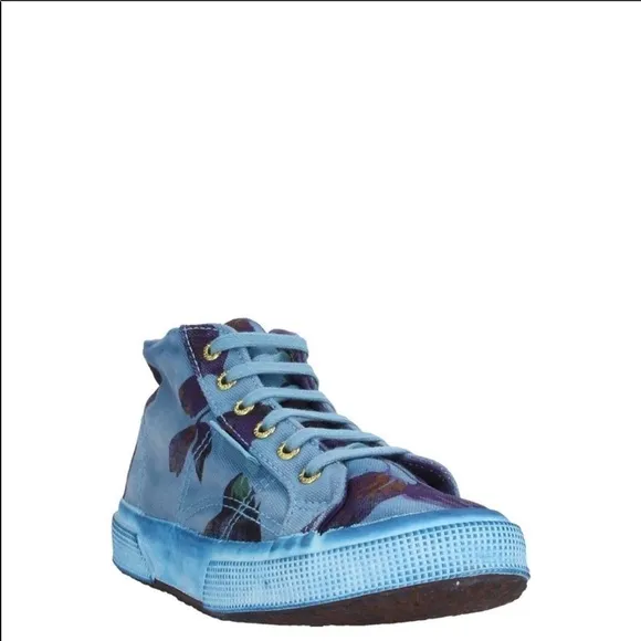 Superga little girl sneakers blue purple floral shoes keds size USA 2