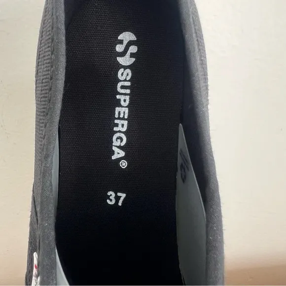 Superga Women's Canvas Platform Black Sneaker Size 6.5       SKU#24136