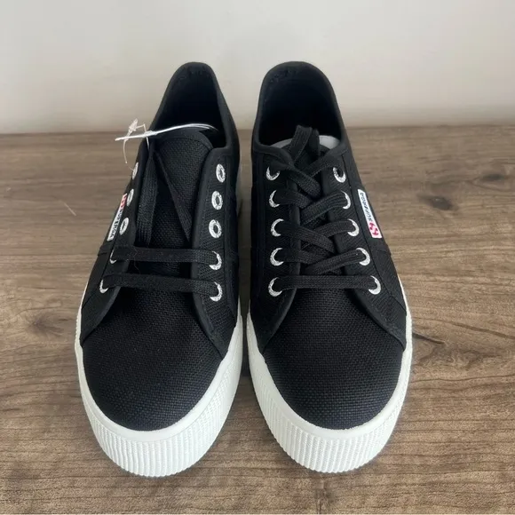 Superga Women's Canvas Platform Black Sneaker Size 6.5       SKU#24136