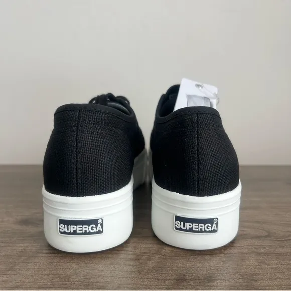 Superga Women's Canvas Platform Black Sneaker Size 6.5       SKU#24136