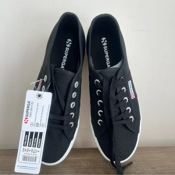 Superga Women's Canvas Platform Black Sneaker Size 6.5       SKU#24136