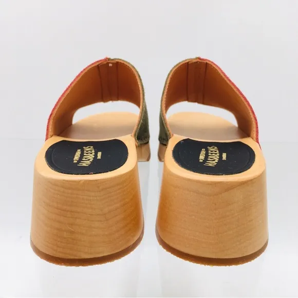 Swedish Hasbeens - Combo Clog - Rost / Olive Suede Leather Women’s Size US 6 M