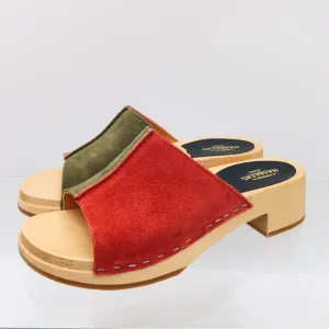 Swedish Hasbeens - Combo Clog - Rost / Olive Suede Leather Women’s Size US 6 M