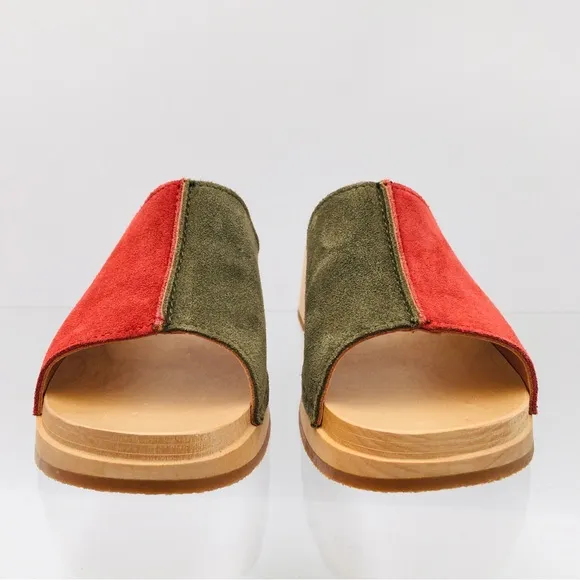 Swedish Hasbeens - Combo Clog - Rost / Olive Suede Leather Women’s Size US 6 M