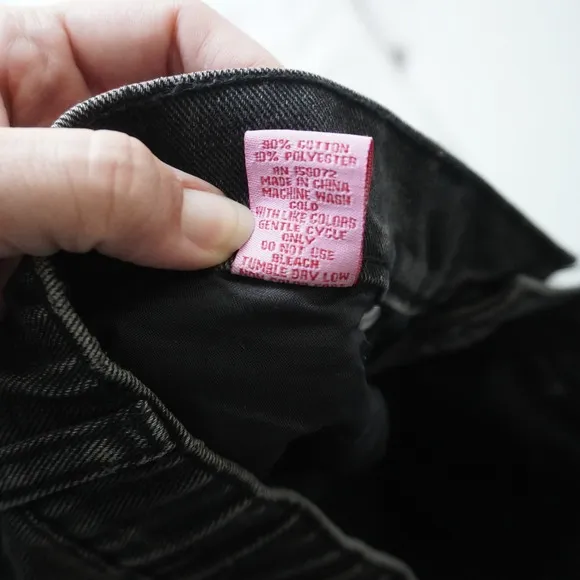 Sweet Stitch Black Wash Jeans Elastic Waist Barrel Fit Denim Pants Medium