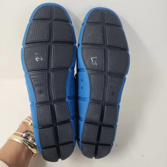 Swims Mens Deck Shoes Size 8 Blue Braided Lace Loafers Slip On Boat Shoes EUC