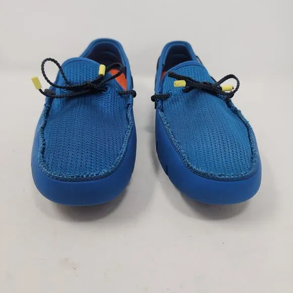 Swims Mens Deck Shoes Size 8 Blue Braided Lace Loafers Slip On Boat Shoes EUC