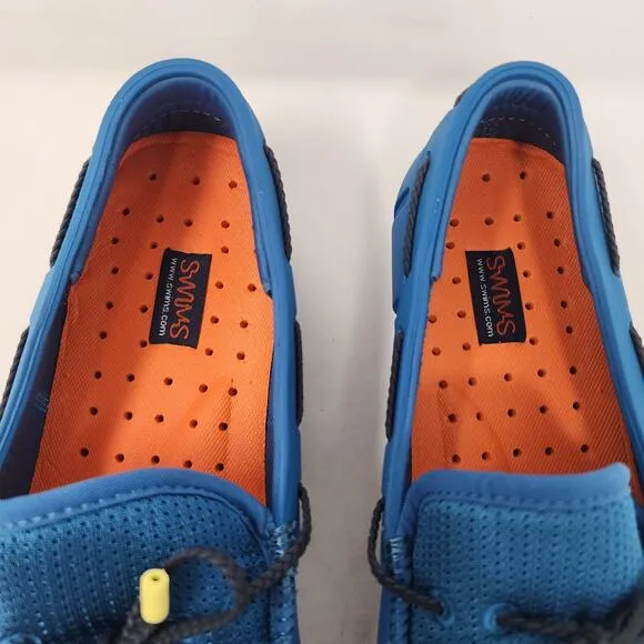 Swims Mens Deck Shoes Size 8 Blue Braided Lace Loafers Slip On Boat Shoes EUC