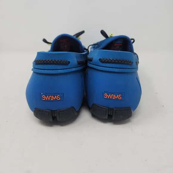 Swims Mens Deck Shoes Size 8 Blue Braided Lace Loafers Slip On Boat Shoes EUC