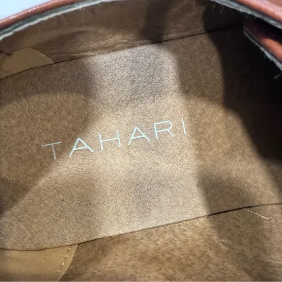 Tahari Men's Shoes Double Monk Strap Faux Vegan Leather Brown SZ 12 BRAND NEW