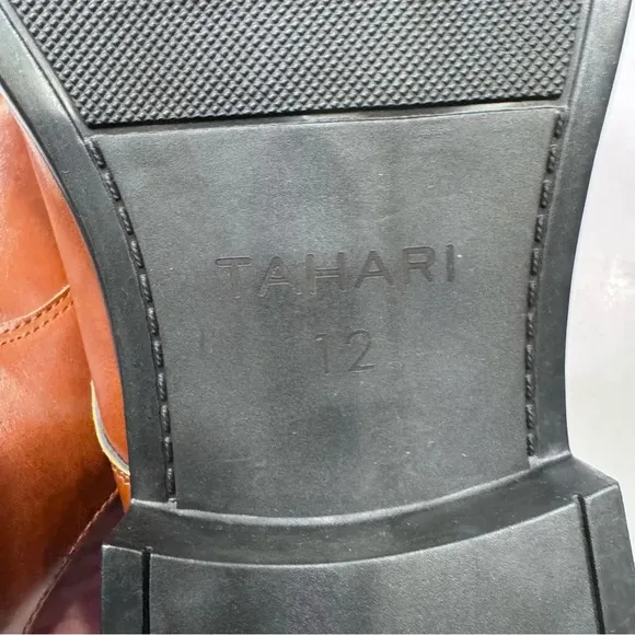 Tahari Men's Shoes Double Monk Strap Faux Vegan Leather Brown SZ 12 BRAND NEW