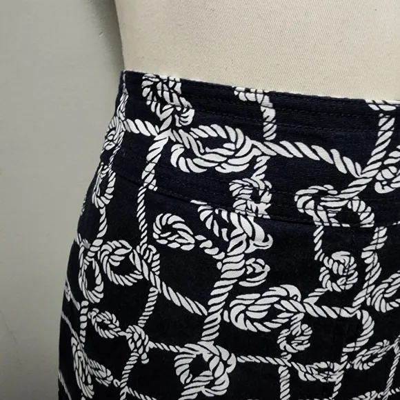 Talbots navy nautical rope cotton twill a-line skirt size 8