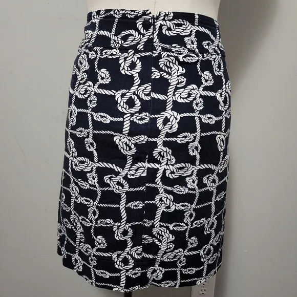 Talbots navy nautical rope cotton twill a-line skirt size 8