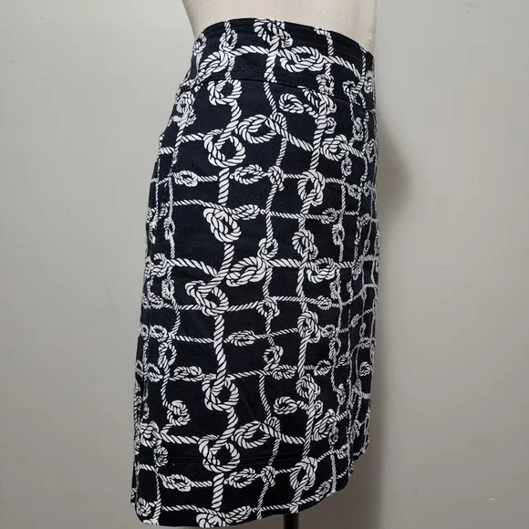 Talbots navy nautical rope cotton twill a-line skirt size 8