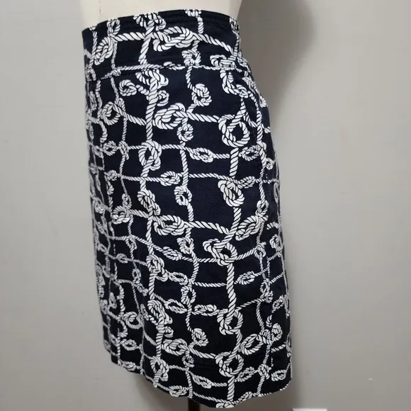 Talbots navy nautical rope cotton twill a-line skirt size 8