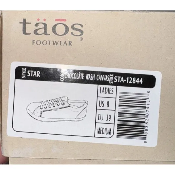 Taos Star Womens Washed Canvas Casual Lace Up Shoes Sneakers Size 8 Brown
