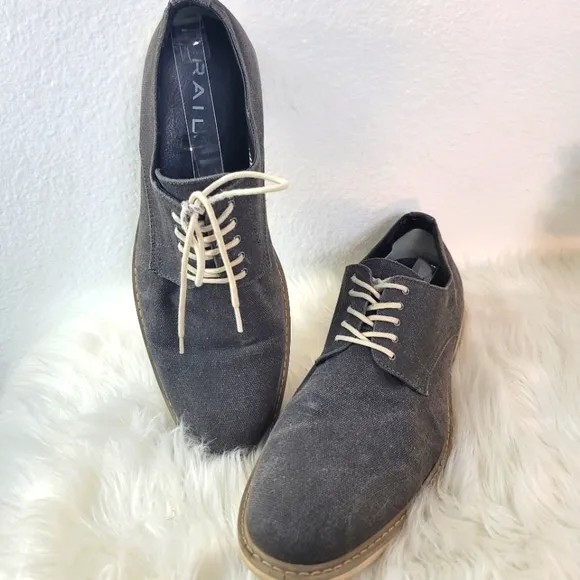 THE RAIL XANDER CHARCOAL GRAY CANVAS LACE UP ROUND TOE DERBY MEN'S SZ 44 EU 11US