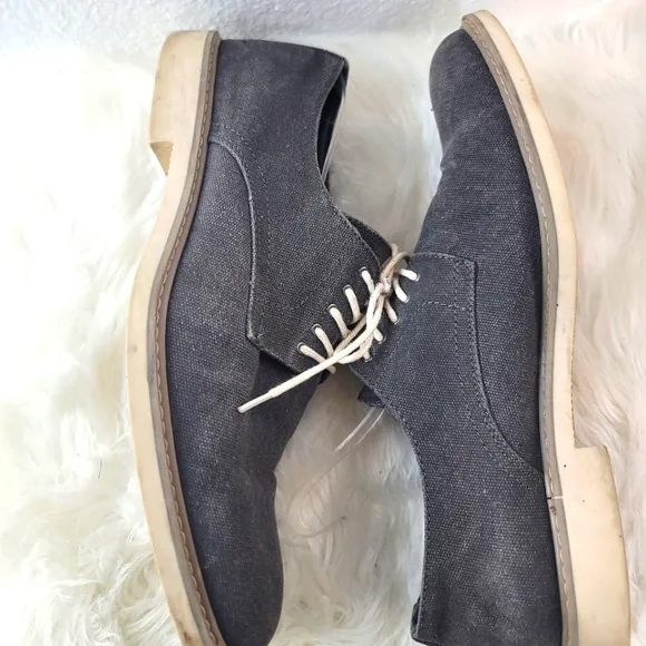THE RAIL XANDER CHARCOAL GRAY CANVAS LACE UP ROUND TOE DERBY MEN'S SZ 44 EU 11US