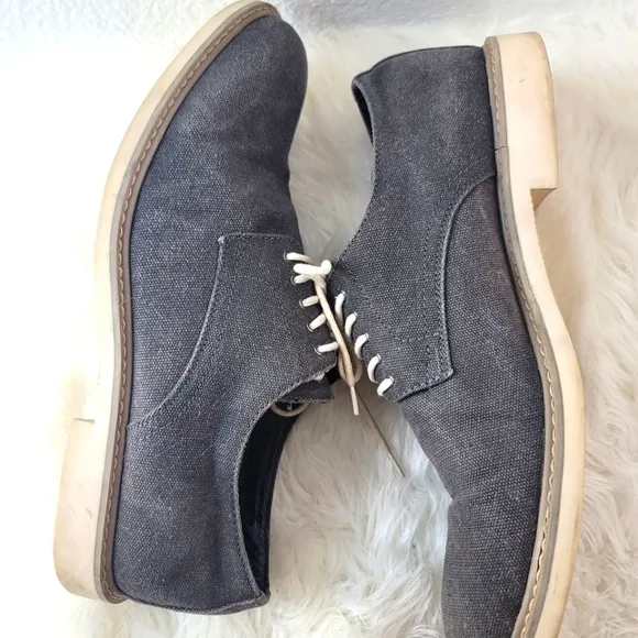 THE RAIL XANDER CHARCOAL GRAY CANVAS LACE UP ROUND TOE DERBY MEN'S SZ 44 EU 11US