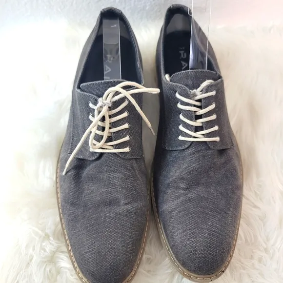 THE RAIL XANDER CHARCOAL GRAY CANVAS LACE UP ROUND TOE DERBY MEN'S SZ 44 EU 11US