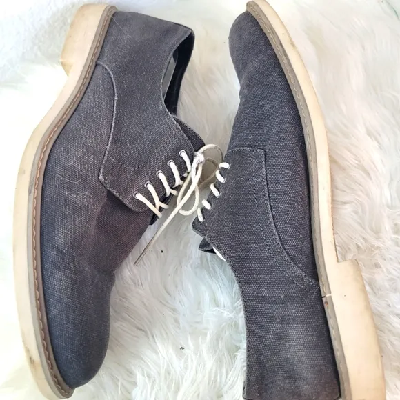 THE RAIL XANDER CHARCOAL GRAY CANVAS LACE UP ROUND TOE DERBY MEN'S SZ 44 EU 11US