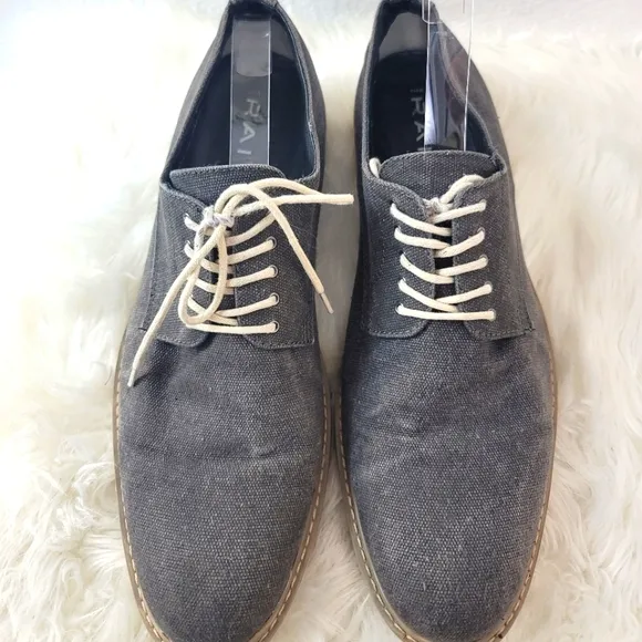 THE RAIL XANDER CHARCOAL GRAY CANVAS LACE UP ROUND TOE DERBY MEN'S SZ 44 EU 11US
