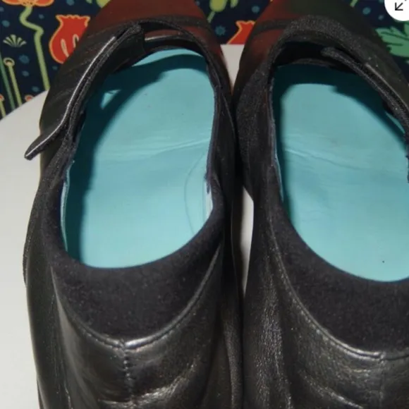 Thierry Rabotin Pewter Black Elastic Strap Mary Janes Wedge Shoes 40