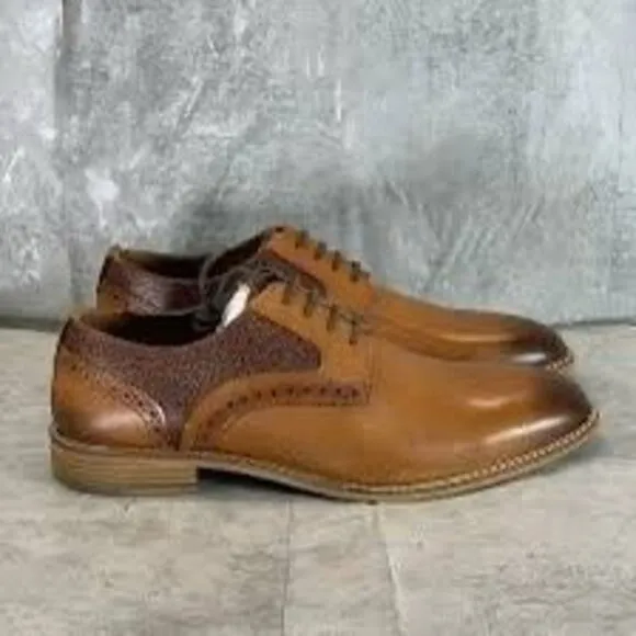 Thomas &amp; Vine Size 9 Two Tone Lace Up Loafers Brown Leather Dress Shoes Comfort