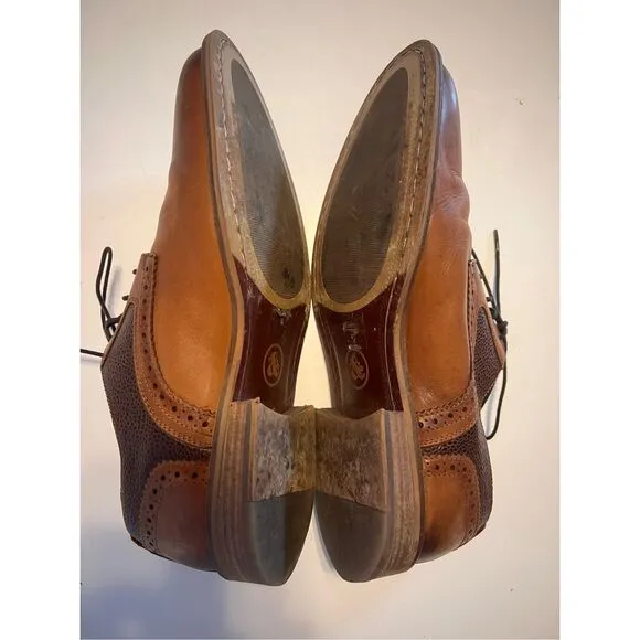 Thomas &amp; Vine Size 9 Two Tone Lace Up Loafers Brown Leather Dress Shoes Comfort