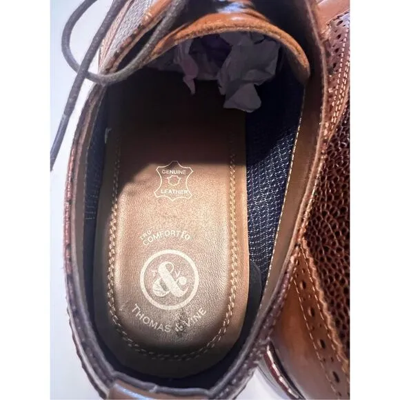 Thomas &amp; Vine Size 9 Two Tone Lace Up Loafers Brown Leather Dress Shoes Comfort