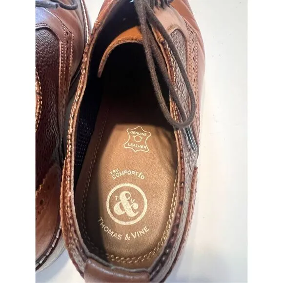Thomas &amp; Vine Size 9 Two Tone Lace Up Loafers Brown Leather Dress Shoes Comfort