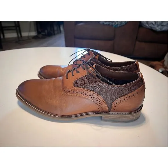 Thomas &amp; Vine Size 9 Two Tone Lace Up Loafers Brown Leather Dress Shoes Comfort