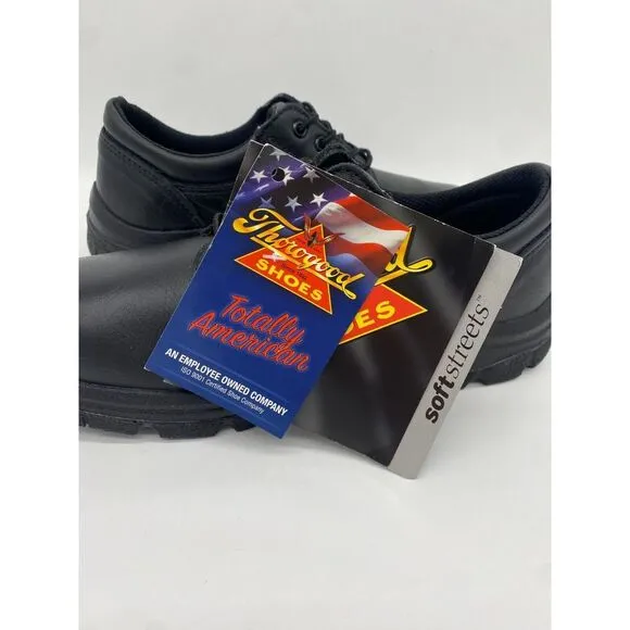 Thorogood Shoes Womens 11M Black Soft Streets Series Plain Toe Oxford‎ 534-6905