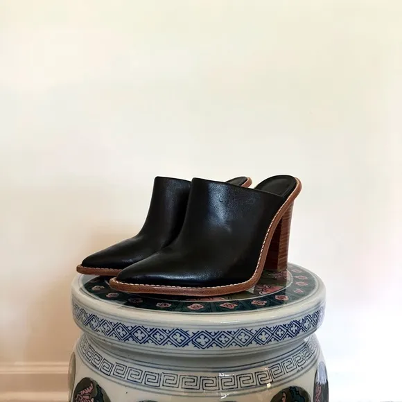 TIBI x Revolve Elegant Black Leather Mules